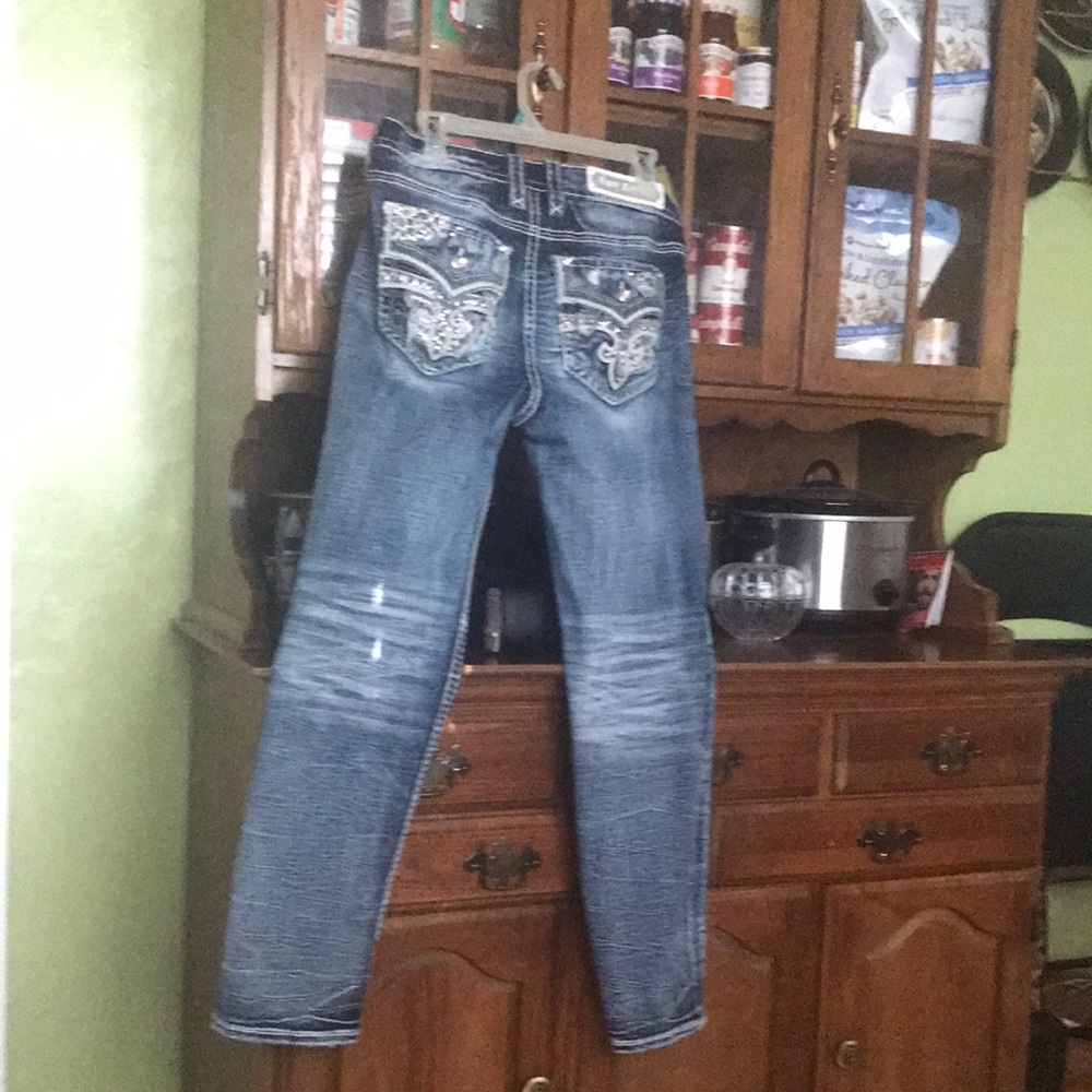 ROCK REVIVAL JEANS 30_31 length PRACALLY BRAND NEW. PAID $200.00 plus tax